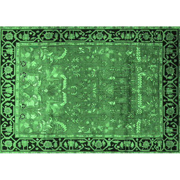Bungalow Rose Traditional 1550 Emerald Green Area Rugs Wayfair Canada
